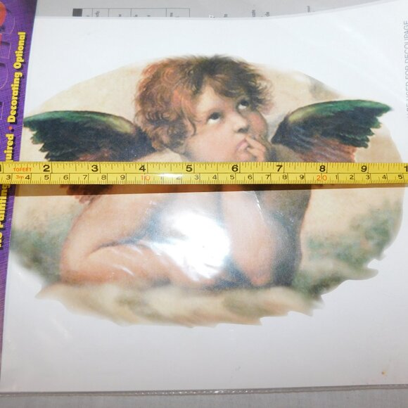 Lot 4 Vintage Jones Tones Iron on Heat Transfers Thinking Angel Cherub 9" x 12" - Picture 6 of 7